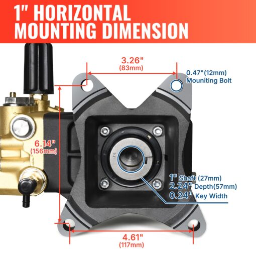 YAMATIC Horizontal Triplex Plunger Pressure Washer Pump 1" Shaft 4400 PSI 4.5 GPM, Replacement for Simpson AAA 90034, 90039,90038, Honda GX340, GX390, GX270 for Industrial Gas Powered Washers - Image 5