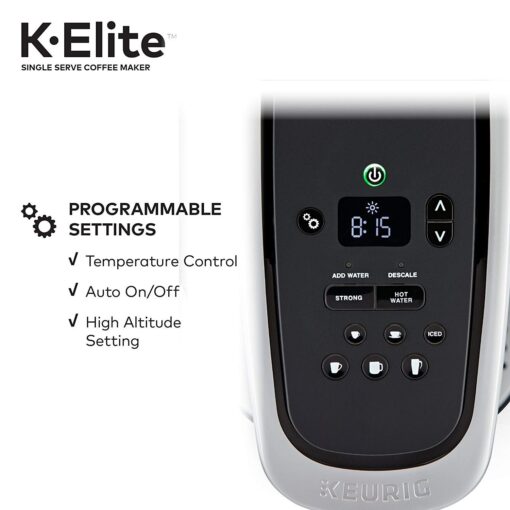 Keurig C K-Elite Maker, Single Serve K-Cup Pod Brewer, With Iced Coffee Capability, Brushed Silver Plus Extra Filter Included, 75oz - Image 5