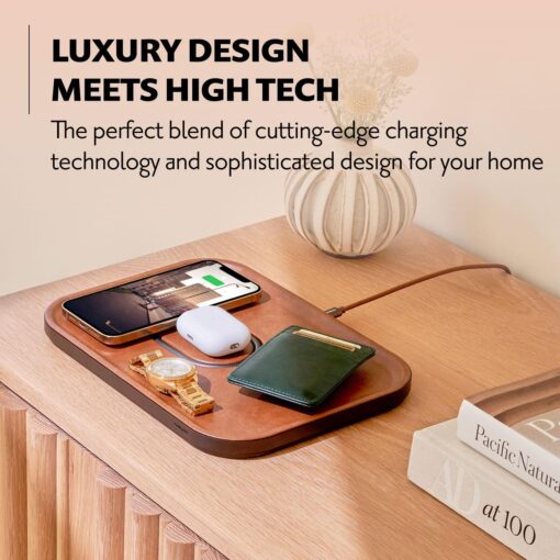 Courant MAG:3 Classics Charger and Tray - Italian Leather, Multi-Device Charger Compatible with MagSafe iPhones 16, 15, 14, 13, 12 or Wireless AirPod Cases (Black) - Image 6