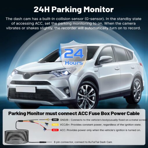 KuTaiTai Front 4K & Rear 1080P Dash Cam for Toyota RAV4 2022 2023 2024 2025 LE Limited SE Adventure XLE Premium XSE (Model B) with Vent Hole, OEM Look, WiFi&APP, G-Sensor, Loop Recording, 128GB Card - Image 7