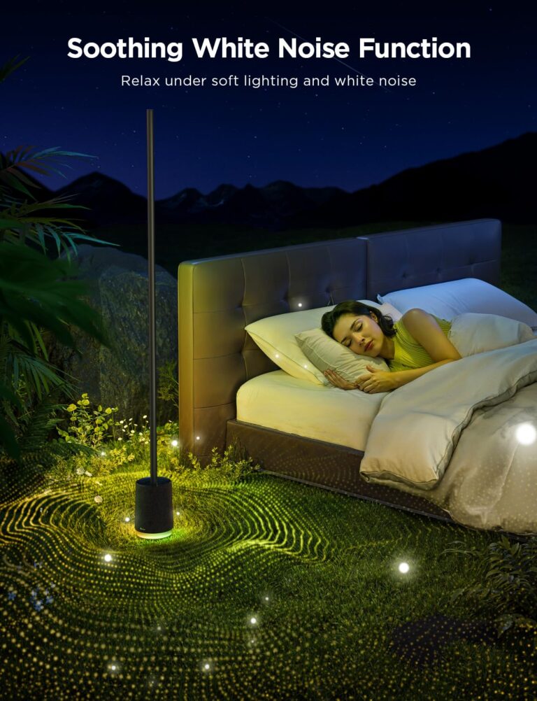 Govee Floor Lamp Pro, RGBIC LED Lamp with Bluetooth Speaker and White Noise, 2100 Lumens Standing Lamp, Works with Alexa, 16 Million Colors, Music Sync, Floor Lamp for Bedroom, Living Room, Black - Image 4