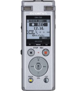 OM SYSTEM OLYMPUS Voice Recorder DM-720 with 4GB, Micro SD Slot, USB Charging, Direction PC Connection, Transcription Mode, Silver