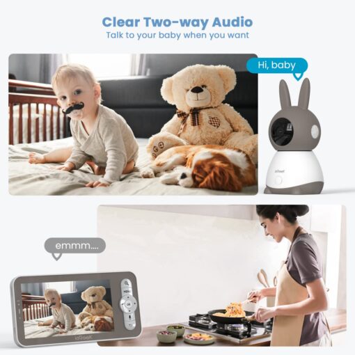 ieGeek 2K Split-Screen Baby Monitor, 5" Audio Baby Monitor with 2 Cameras, WiFi Smartphone Video Dual Camera, Night Vision, Motion & Cry Detection, Two Way Talk Temper &Humidity Sensor - Image 4