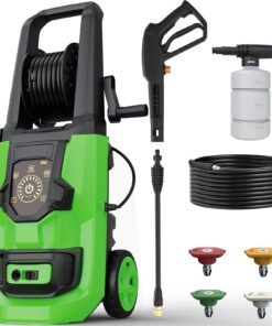Pressure Washer, 5000PSI 3.2GPM Adjustable Touch Screen with 55FT Total Length Power Washer Electric Powered 4 Nozzles for Driveways Furniture or Cars 2000W