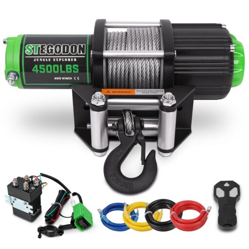 STEGODON 4500 lb Winch 12V Waterproof Electric Winch,ATV/UTV Winch with Steel Cable Winch with Wireless Remote and Roller Fairlead