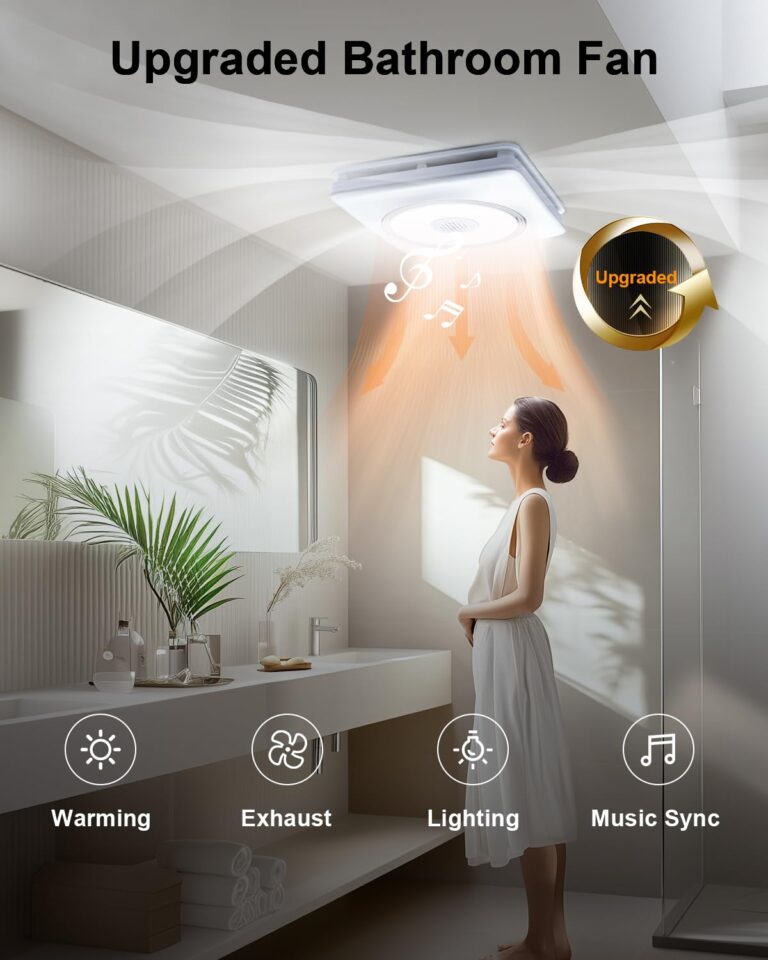 GROWNEER Bathroom Fan with Bluetooth Speaker, 110/160 CFM 1.0 Sone Bathroom Exhaust Fan with Heater, Exhaust Fan with Light & Remote, 9 RGB Modes, 1500lm 3 Color Temperature & Nightlight, EZ Install - Image 7