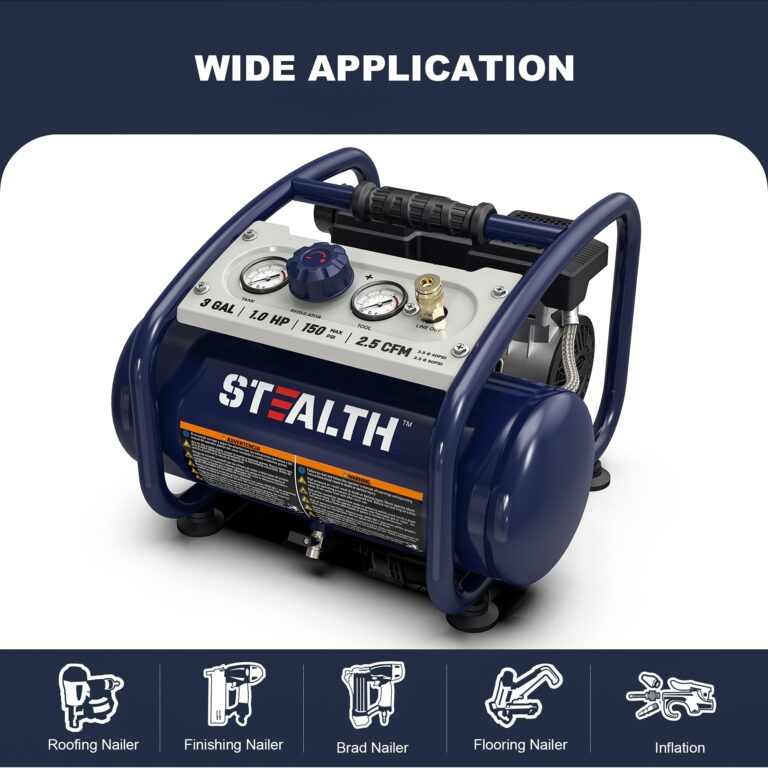 STEALTH Air Compressor 3 Gallon, Quiet Air Compressor, Oil-Free,for Tire Inflator, Auto Repair, Woodwork Nailing (SAQ-1301) - Image 6