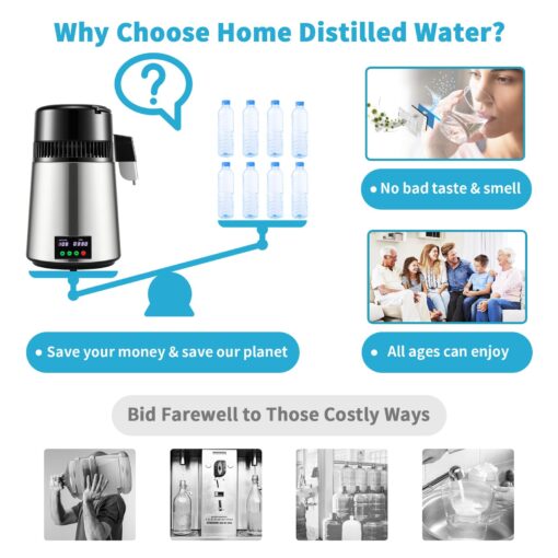 Happybuy Advanced Water Purification System, 1.1 Gallon Large Capacity. Delivers 0.3 Gallons of Purified Water Per Hour with 750W Power - Image 6
