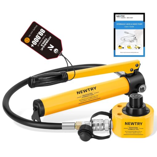 NEWTRY 20T Low Profile Hydraulic Jack Porta Power Kit + CP-180 Manual Hydraulic Hand Pump Multi Section Jack, 1.18” Stroke Industrial Mini Hydraulic Cylinder
