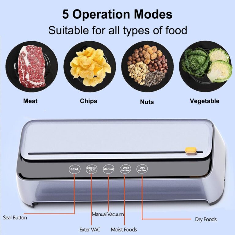 LOKORI 5-in-1 Food Vacuum Sealer Machine, 85Kpa Compact Vacuum Sealer with Precut Bags and Cutter,Automatic Food Saver Sealer for Dry/Moist Food Storage - Image 7