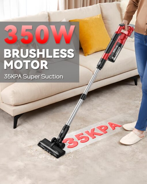 350W Cordless Vacuum Cleaner for Milwaukee M18 Battery, 35kPa Brushless Lightweight Stick Vacuum with 3 Mode Suction, 6 in 1 Stick Vacuum Cleaner with HEPA for Floor, Carpet, Car, Battery Not Included - Image 9