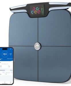 Premium Smart Digital Body Weight Scale with 8 Electrodes – 56+Metrics -Rechargeable- WIFI & Bluetooth Connected for Full Body Analysis -Track Body Fat, Muscle Mass, Fat Percentage, Sleek Black Design