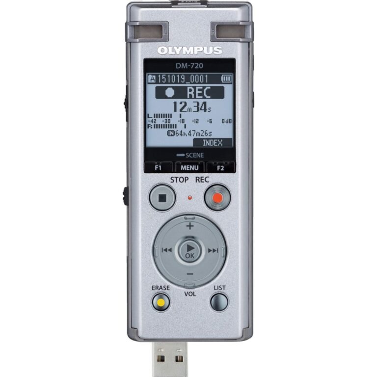 OM SYSTEM OLYMPUS Voice Recorder DM-720 with 4GB, Micro SD Slot, USB Charging, Direction PC Connection, Transcription Mode, Silver - Image 8