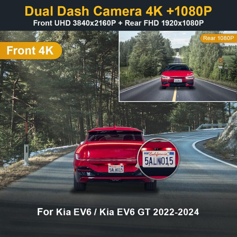 Fitcamx 4K Dual Dash Cam for 2022 2023 2024 Kia EV6 GT GT-Line Light Wind, Integrated OEM Style, Front 2160P+Rear 1080P Video, Loop Recording, WiFi & APP, Gravity Sensor, Easy to Use, 128GB Card - Image 7
