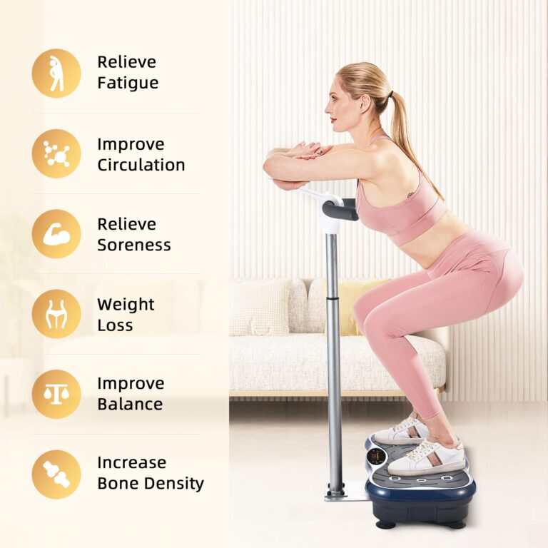 EILISON FIRMHOLD Handle Vibration Plate Exercise Machine for Lymphatic Drainage- Full Body Workout Vibration Platform for Weight Loss, 350lbs Vibration Plate for Beginners & Recovery (Handle Blue) - Image 9