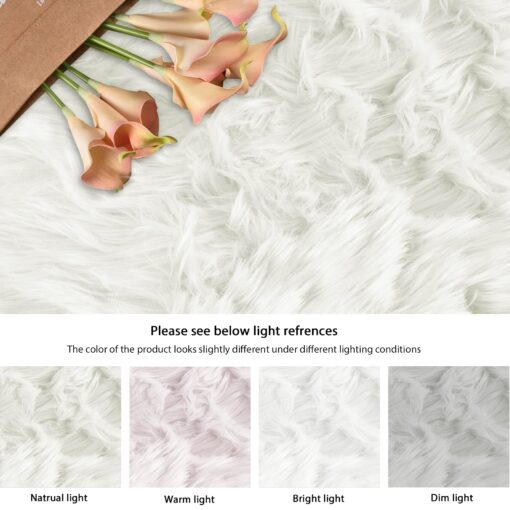 ORINOVA White Rugs for Living Room 6x9 Area Rugs for Bedroom Large Washable Faux Sheepskin Fluffy Fur Rug Nursery Rugs Room Décor - Image 3