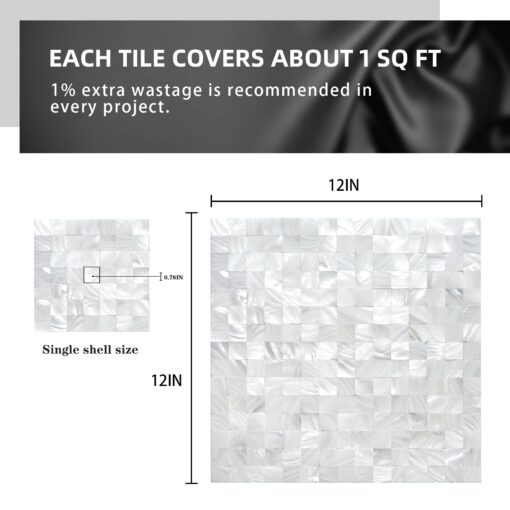 eazart Peel and Stick Tile Backsplash 10PCS Mother of Pearl Shell Mosaic Stick on Decor for Kitchen Living Room Bathroom (Ivory White) - Image 5