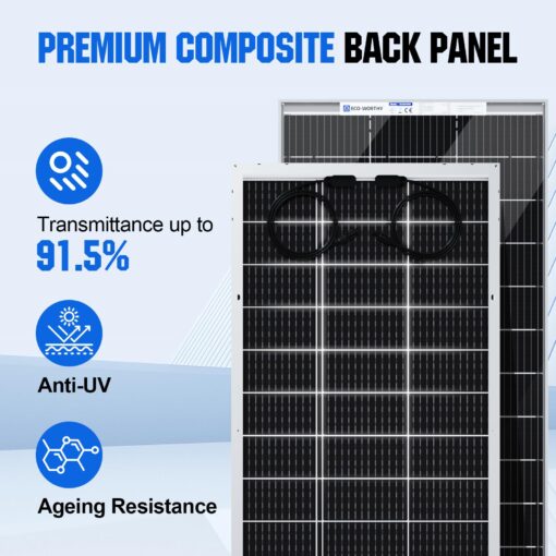 ECO-WORTHY 400W Bifacial Solar Panel 2pcs 195 Watt 12 Volt Monocrystalline Solar Panel Module Off Grid PV Power for Home, Camping, Boat, Shed Farm, RV - Image 6