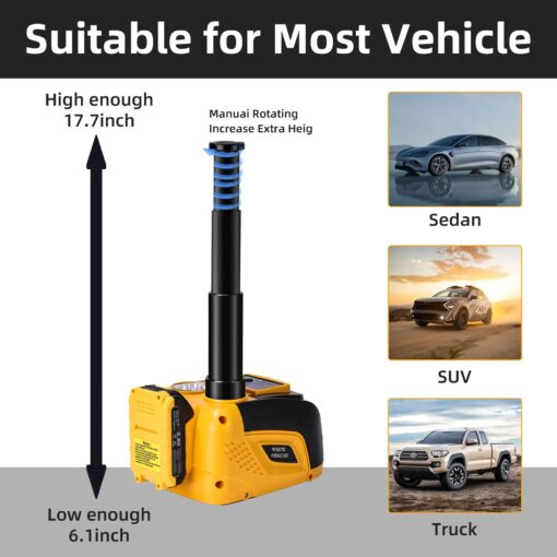 TYAYT Electric Car Jack 18V 5 Ton Cordless Electric Car Hydraulic Jack with Impact Wrench Battery Powered Portable Tire Change Kit with Cordless Remote Control for SUV Sedans - Image 7