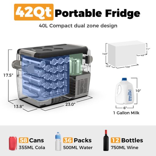 Setpower AJ40 Portable Refrigerator Portable Freezer 42 Quart Electric Cooler Car Refrigerator 12/24V DC Cable & 110/240V AC Car Fridge for Camping,Truck,Travel,SUV,Van,RV - Image 7