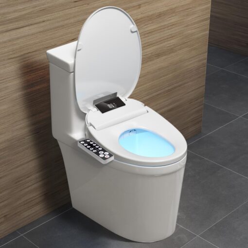 XCQQ Bidet Toilet Seat Round, Unlimited Warm Water, Heated Toilet Seat, Warm Air Dryer, Rear and Feminine Washing, Soft Closed Toilet Lid, Night Light, Smart Toilet Seat with Bidet Requires Outlet - Image 4
