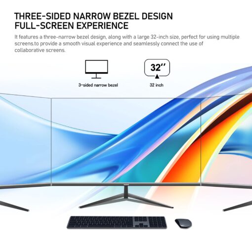 Gawfolk 32 Inch 4K UHD Computer Monitor, Ultra-Clear (3840×2160p) Screen, 100% sRGB,178° Viewing Angle, HDMI、Display Port, Compatible with Wall mounting 100 * 100MM - Black - Image 3