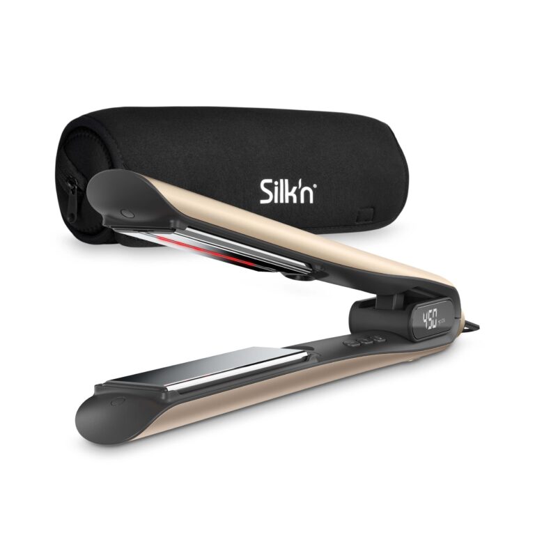 Silk’n SilkyStraight 2-in-1 Hair straightener and Curling Iron - Flat Iron with Adjustable Heat Settings - Smooth Styling, Fast Heating, Frizz Control - Travel-Friendly, Champagne Gold