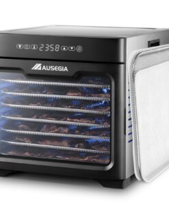 Ausegia Food Dehydrator With 8.8" Drying Space, Bigger Than 9 Trays Dehydrators,800W Power Saves More Time Than 600W, 190°F Dehydrated Dryer for Jerky, Dog Treats, Herbs, Meat, Fruit, Vegatables