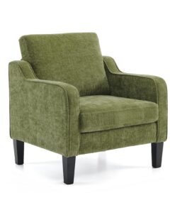 VINGLI Accent Chair for Living Room Chairs Olive Green Reading Chair for Bedroom Scooped Arm Chair Mid Century Modern Accent Chairs Upholstered Comfy Chair for Apartment, Waiting Room
