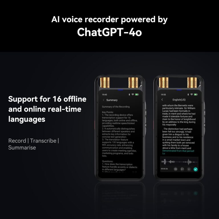 AI Voice Recorder with Playback, Digital Voice Recorder with Transcription to Text, Summary, Translation, Full Touchscreen Audio Recorder Device for Meetings, Lectures, Interviews with 64GB Card - Image 7