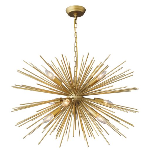 ZIRALIO Modern Gold Sputnik Chandelier Vintage 9-Lights Geometric Starburst Chandelier Light Fixture Golden Sputnik Chandelier for Dining Room, Kitchen, Bedroom, Living Room, 29in 17LB Solid Metal