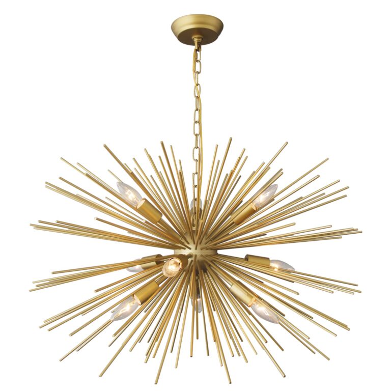 ZIRALIO Modern Gold Sputnik Chandelier Vintage 9-Lights Geometric Starburst Chandelier Light Fixture Golden Sputnik Chandelier for Dining Room, Kitchen, Bedroom, Living Room, 29in 17LB Solid Metal