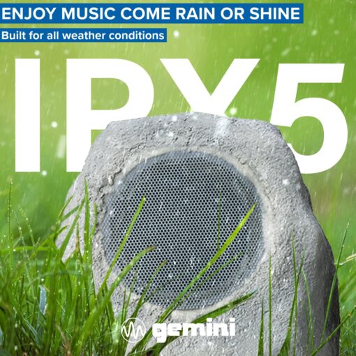Gemini Sound GHRK-500LTMS-PR: Portable Solar-Powered Bluetooth Rock Speakers Pair with Multi-Link, Weather-Resistant Design for Outdoor Entertainment, Wireless Connectivity, and Ambient LED Lighting - Image 3
