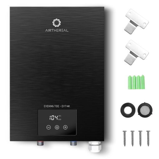 Airthereal Electric Tankless Water Heater 14kW, 240Volts - Endless On-Demand Hot Water - Self Modulates to Save Energy Use - Small Enough to Install Anywhere - for 1 Shower, Evening Tide series - Image 2