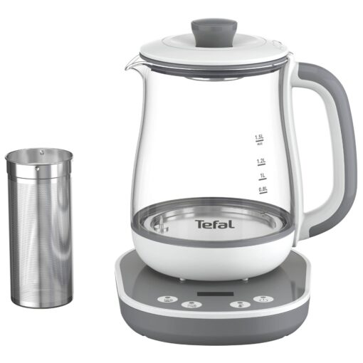 Tefal Tastea Tea Maker, 8 Temperature Settings, 1.5L Capacity, Removable Stainless Steel Tea Basket, Keep Warm, Durable Glass Body, 360° Freestanding Base BJ551B10 - Image 3