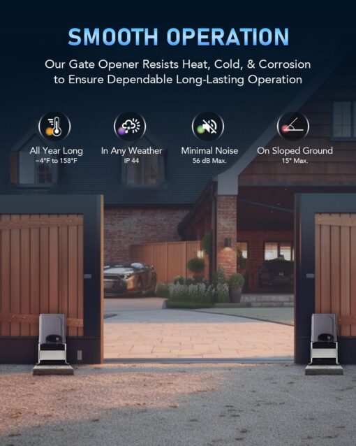 CO-Z Automatic Gate Opener with Wireless Gate Opener Keypad, 280W Sliding Door Opener Kit for 1400lb Doors, Smart Driveway Sliding Gate Opener with 20ft Driven Chain - Image 5
