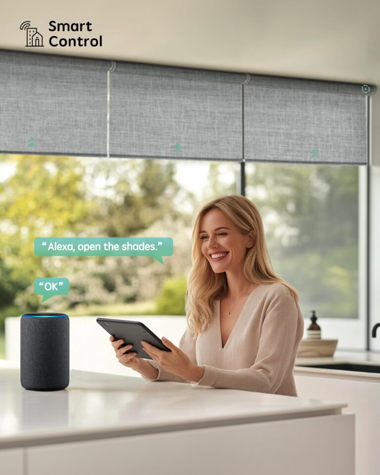 Yoolax Smart Coupled Roller Shades Compatible with Alexa Google, Motorized Blinds with Remote Blackout Coupled Roller Shades for X-Large Windows, Custom Size (XL Coupled-Smoky Gray) - Image 6