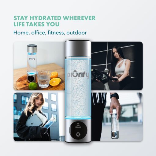 Hydrogen Water Bottle Generator - Up to 4100+ PPB Concentration - SPE/PEM Technology - Certified H2 Generator - Portable Athletic Performance & Hydration System - 6-Hour Hydrogen Retention (Silver) - Image 4