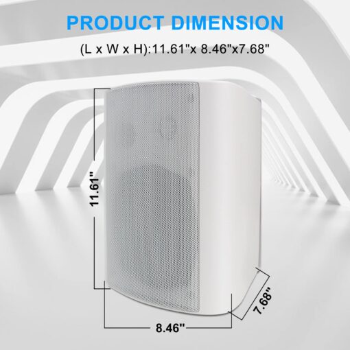 STUDIOFINIX 6.5 Inch Passive Indoor Outdoor Speakers Wired Waterproof with 800Watts, Wall Mount Speaker,for Patio,Covered Porch,Deck,Poolside(4 Speakers，White) - Image 5