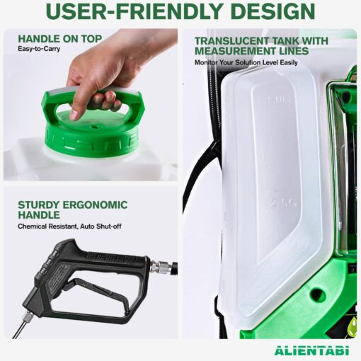 ALIENTABI Backpack Sprayer 4 Gallon, 2.6Ah- Lithium Battery Powered for Weeding, Spraying, Cleaning - Image 4