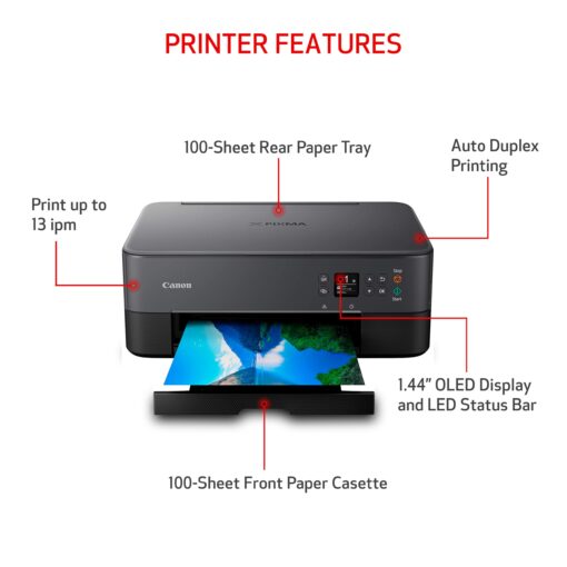 Canon PIXMA TS6420a All-in-One Wireless Inkjet Printer [Print,Copy,Scan], Black, Works with Alexa - Image 7