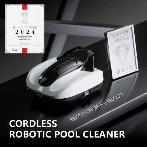 Starrybot Cordless Robotic Pool Cleaner, Portable Swimming Robotic Pool Vacuum with Self-Parking Technology for Above-Ground Pools,150Mins Runtime,Pool up to 900 Sq.Ft - Image 3