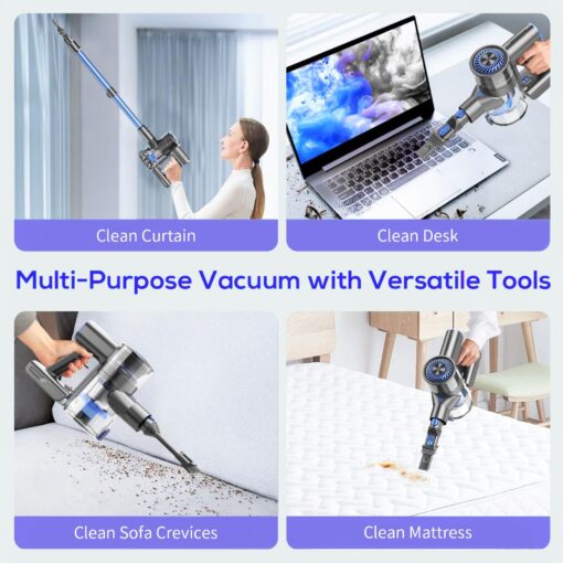 MBTTODF Cordless Vacuum Cleaner, 80000 RPM High-Speed Brushless Motor Powerful Vacuum Cleaners for Home, Up to 40 Mins Runtime, Stick Vacuum with 4* LED & Rechargeable 2600 mAh Battery - Image 4