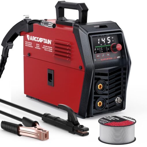 ARCCAPTAIN iControl MIG145 Pro 145A Flux Core MIG Welder 110V Welding Machine Gasless MIG Welder Flux MIG/MMA Stick/Lift TIG, 3 in 1 Welder Machine with Synergy, Portable Welder, APP Control