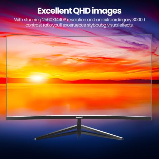 Gawfolk Monitor 32 inch Computer Monitor QHD (2560 x 1440) 2K 1500R Curved Computer Monitors 75HZ PC Monitors VA Screen for Home, Office and Dormitory,Support Wall Mount- Black - Image 6