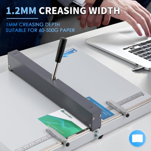 Mxmoonant Manual Creasing Machine 60-500g Paper Folding Creaser with 2 Adjustable Block & Metric/Imperial Positioning Ruler for Paper Sheet Cardstock - Image 5