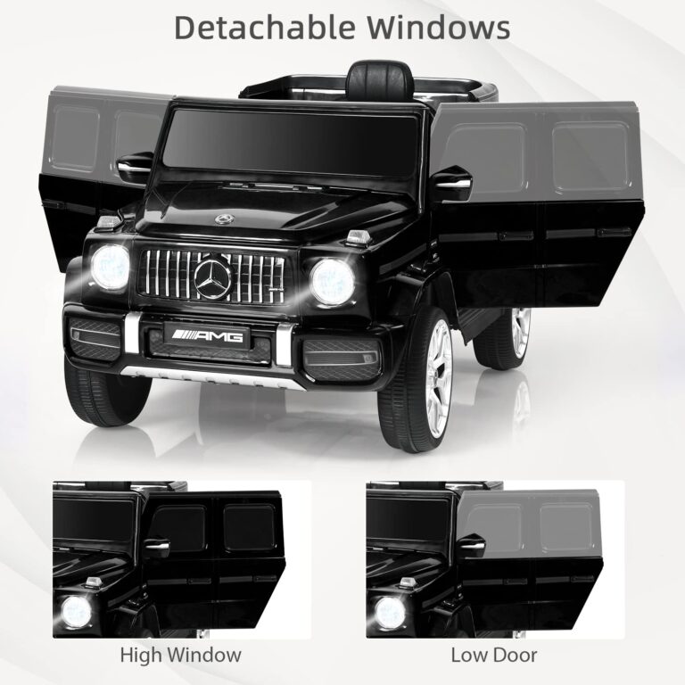 INFANS Licensed Mercedes Benz G63 Kids Ride On Car, 12V Electric Vehicle with Remote Control, Double Open Doors, Music, Bluetooth, Wheels Suspension, Battery Powered for Children Boy Girl (Black) - Image 8