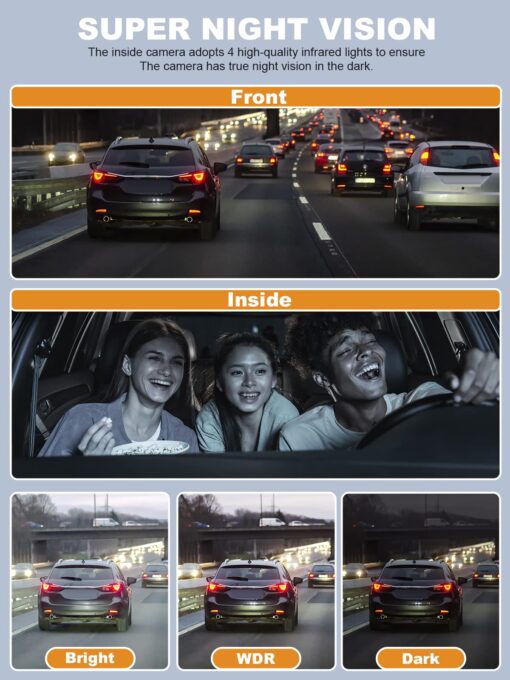 PRUVEEO 360 Degree View 4 Channel Dash Cam Front and Rear Inside Left Right, Dash Camera for Cars with CPL, Built-in GPS WiFi Night Vision, 24/7 Recording Parking Mode Monitor, Free 128G Card - Image 2