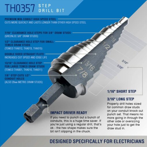 TEMCo Hydraulic Knockout Punch TH0004 - Electrical Conduit Hole Cutter Set KO Tool Kit 5 Year Warranty - Image 2