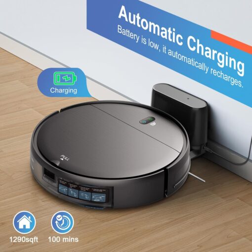 MAMNV Robot Vacuum and Mop Combo, WiFi/App, Robotic Vacuum Cleaner with Schedule, 2 in 1 Mopping Robot Vacuum with Watertank and Dustbin, Self-Charging, Slim, Ideal for Hard Floor, Pet Hair, Carpet - Image 3